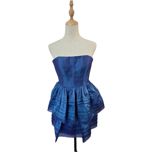 Adrienne Papell X Red Carpet Coquette Teal Sheer Organza Corset Dress 2 - Picture 1 of 12